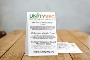 UnityVeg table tent (table photo by Nathan Dumlao)